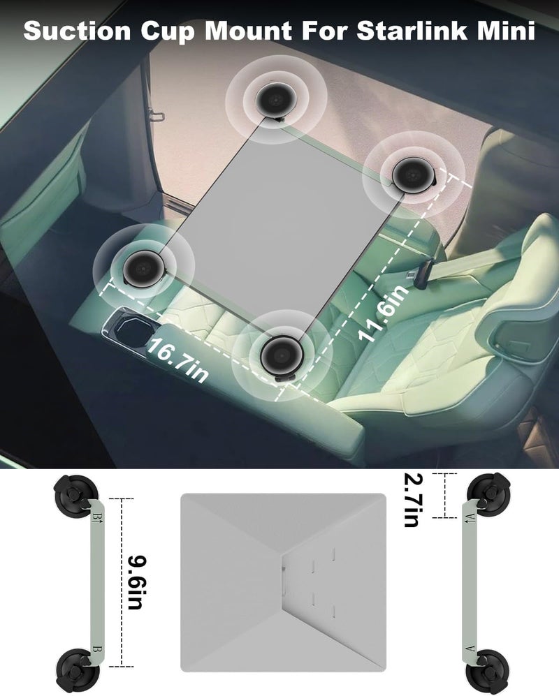 Mwin Starlink Mini Mount - Suction Cup for Starlink Mini Accessories Car Sunroof Mechanicals - Strong Suction Cup Roof Window Mount for Stable Satellite Signal in RVs, and Road Trips (Light Green) - Image 4